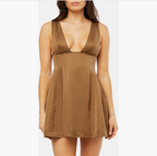 Satin V Neck Mini by WeWoreWhat